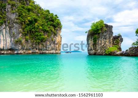 Beach of Koh Hong Island Andaman Sea in Krabi, Thailand. Artistic picture. Beauty world