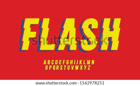 Vector of stylized flash font and alphabet