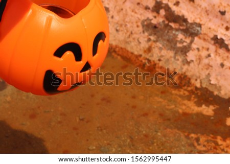 Orange pumpkins are laughing happily