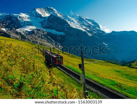 Jungfraujoch train panoramic view to top of europe