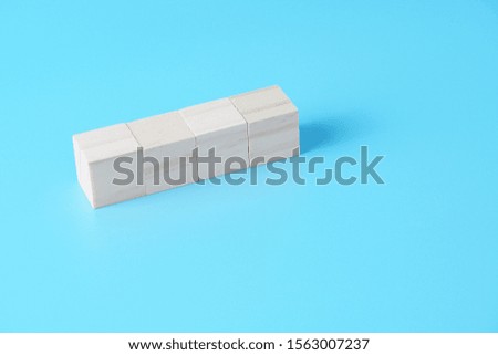 4 blank wood cube mock up in perspective shape on isolated background for create letter or symbol, business, banner, advertising concept, copy space