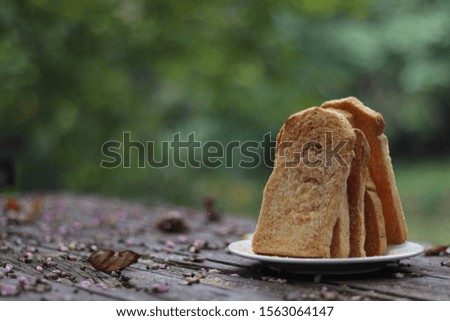 
biscuit bread on plate shoot at garden    