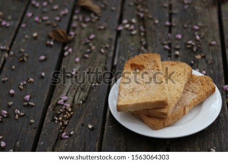 
biscuit bread on plate shoot at garden    