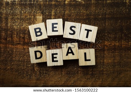 Best Deal alphabet letters on wooden background