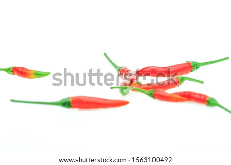The pictures of red chili, which is Thailand's chili that is not very spicy, good grade chili on white background.