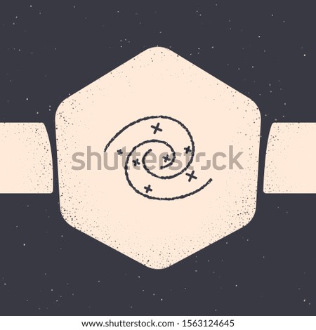 Grunge Black hole icon isolated on grey background. Space hole. Collapsar. Monochrome vintage drawing. Vector Illustration