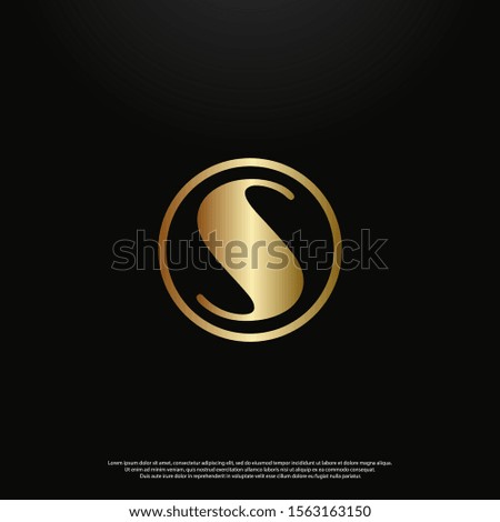 Letter S gold Logo icon monogram design. Vector graphic design template element. black background. eps10