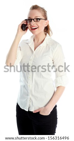 Attractive caucasian blond girl isolated on a white background