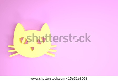 Yellow Cat icon isolated on pink background. Minimalism concept. 3d illustration 3D render