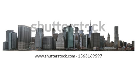 High-rise building in Lower Manhattan, New York City, isolated white background with clipping path