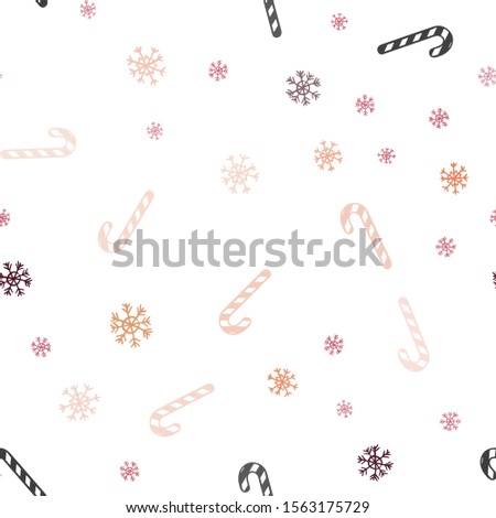 Light Red, Yellow vector seamless background with tasty xmas sweets.