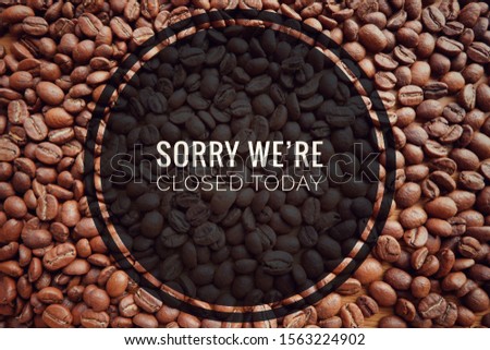 Signage and label concept with coffee beans background