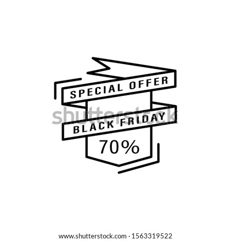 Ribbon sticker, 70% sale icon. Simple line, outline vector of black friday icons for ui and ux, website or mobile application