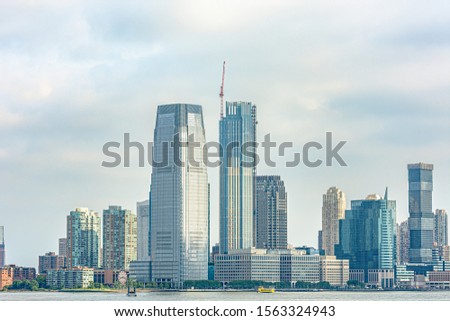 Skyline of Manhattan,New York City in the morning.View from Hudson River.