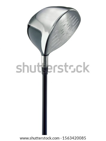 Silver driver golf club on white background