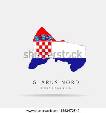 Vector map of Glarus Nord (Switzerland) combined with Croatia flag.