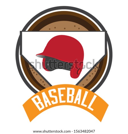 Baseball shield with a field base and helmet - Vector illustration