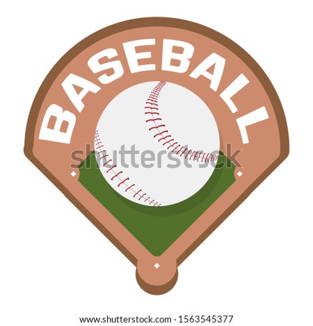 Baseball shield with a field base and ball - Vector illustration
