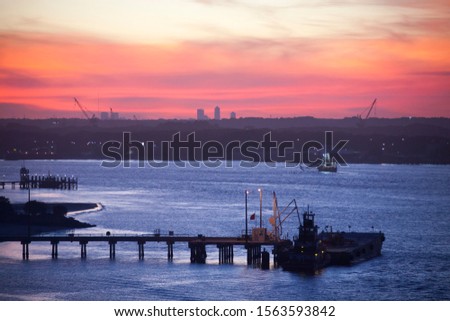 The view at dusk of St. Johns River and Jacksonville downtown in a background (Florida).