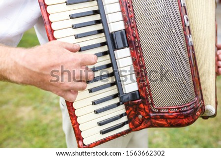 Street musician playing the accordion