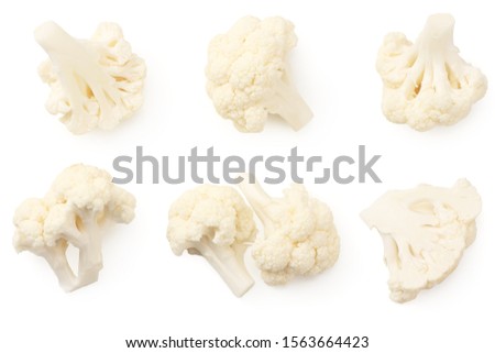 Cauliflower isolated on a white background. top view Royalty-Free Stock Photo #1563664423