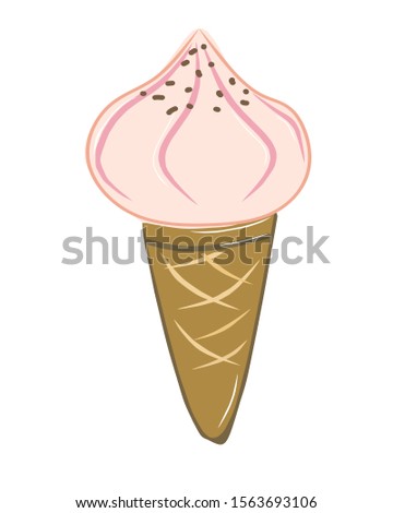 Ice cream with cone illustration design. Can use as icon, logo, element, clip art, and craft background.
