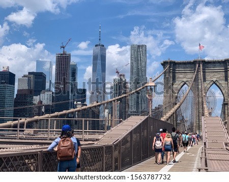 walkway across the Brooklyn bridge