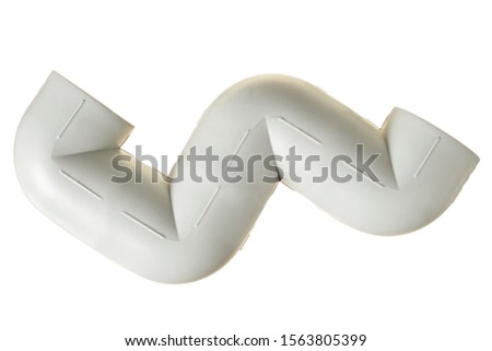 Polypropylene, plastic pipe with corners of 90 degree for connecting water or other liquid for heating room isolated on white background without shadow. Top view
