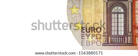 50 Euro banknote close-up macro texture background with free isolated space for text