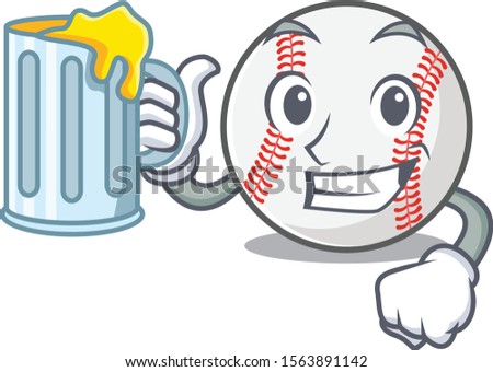 Character isolated baseball with a holding juice cute