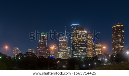 Houston downtown at night. Scenic view