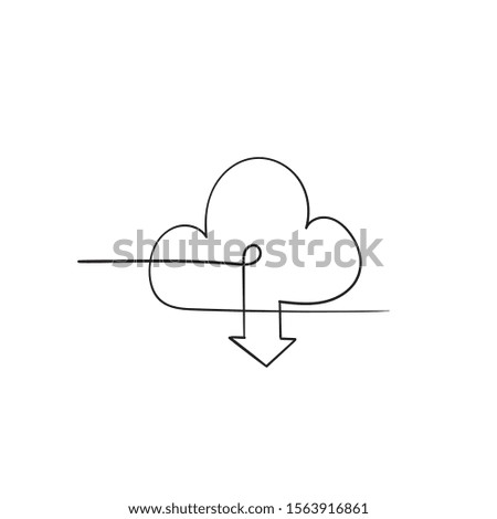 download cloud storage icon illustration with hand drawn doodle style