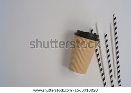 biodegradable cardboard paper coffee cup and food package . eco friendly drink packaging.