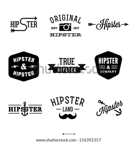 vintage hipster labels with anchor, arrow