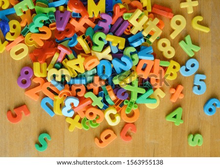 Colorful numbers and letters background texture