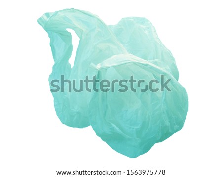 Blue plastic bag isolated on white background. Blue plastic for trash cans or shopping bag.