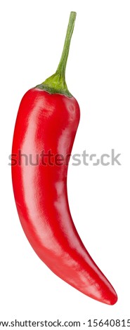 One chili hot pepper clipping path. Fresh red pepper. Chili pepper isolated on a white background Royalty-Free Stock Photo #1564081525