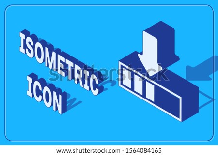 Isometric Loading icon isolated on blue background. Download in progress. Progress bar icon.  Vector Illustration