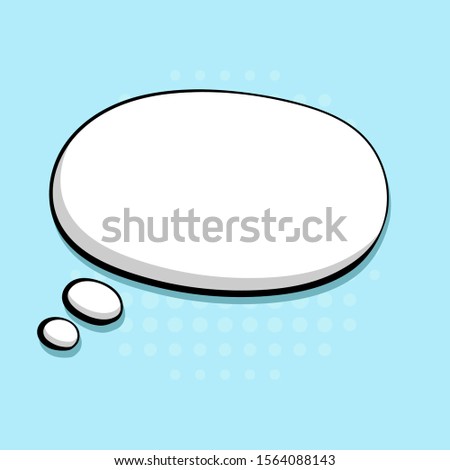 Speech bubble in comic book style. Blank message on blue background. Hand drawn doodle. Vector illustration