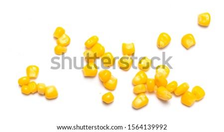 Yellow corn seeds isolated on a white background. Royalty-Free Stock Photo #1564139992