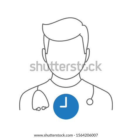 Doctor Appointment Icon Vector With Stethoscope for Medical Consultation Physician Profile Male Avatar with Clock Time Symbol Pictogram illustration