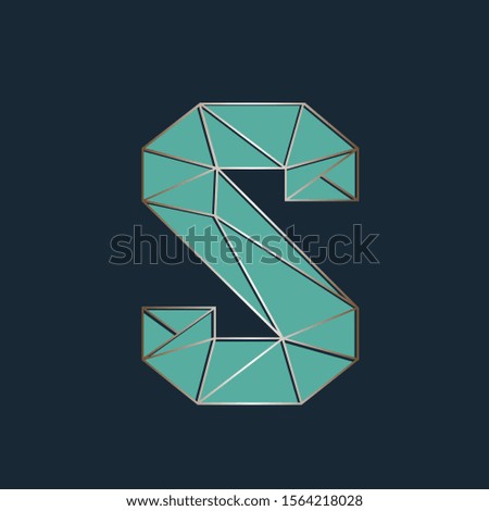 Letter S logo.Typographic icon.Lettering sign for company branding.Geometric uppercase alphabet initial isolated on dark background.Character shape.Modern, corporate, construction style concept.
