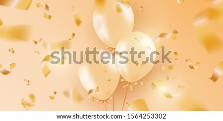 Festive banner with gold helium balloons. Frame composition with space for your text. Useful for announcement , poster, flyer, greeting card