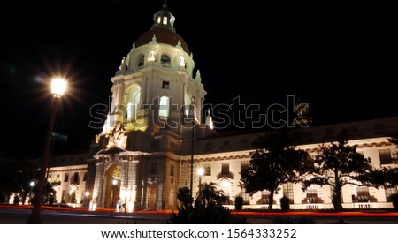 Pasadena City Hall by night, Los Angeles County, California - Long Exposure