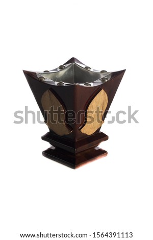 Wooden "bakhoor" burner. Arabic unique perfume burner case.  Royalty-Free Stock Photo #1564391113