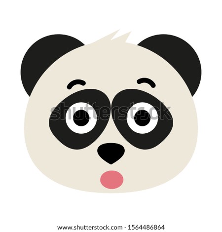Cute panda emoticon with different expressions. Funny emoji faces. Simple cartoon vector illustration.