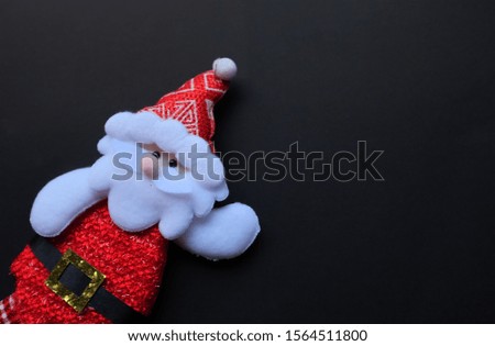 top view Santa Claus on black background. concept Christmas and happy new year