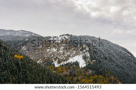 First snowfall in autumn, in high places such as the Pyrenees