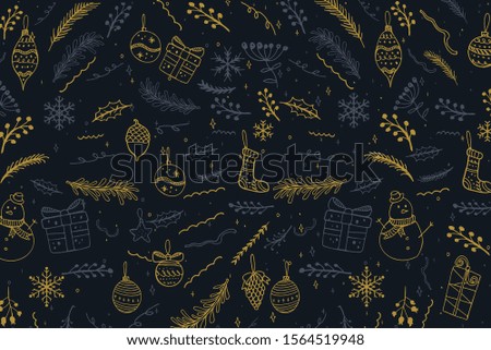 Seamless pattern for Christmas on a white background with gold elements Christmas. Beautiful pattern for a luxurious gift wrapping paper, t-shirts, greeting cards