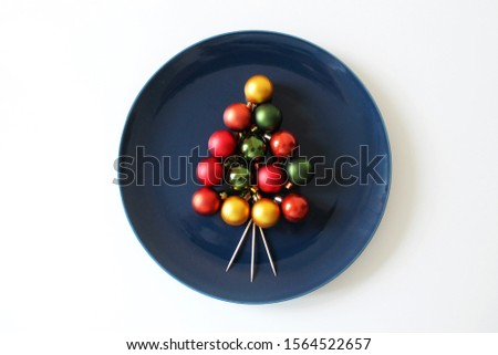 Christmas balls, warm colored spheres. Christmas tree.